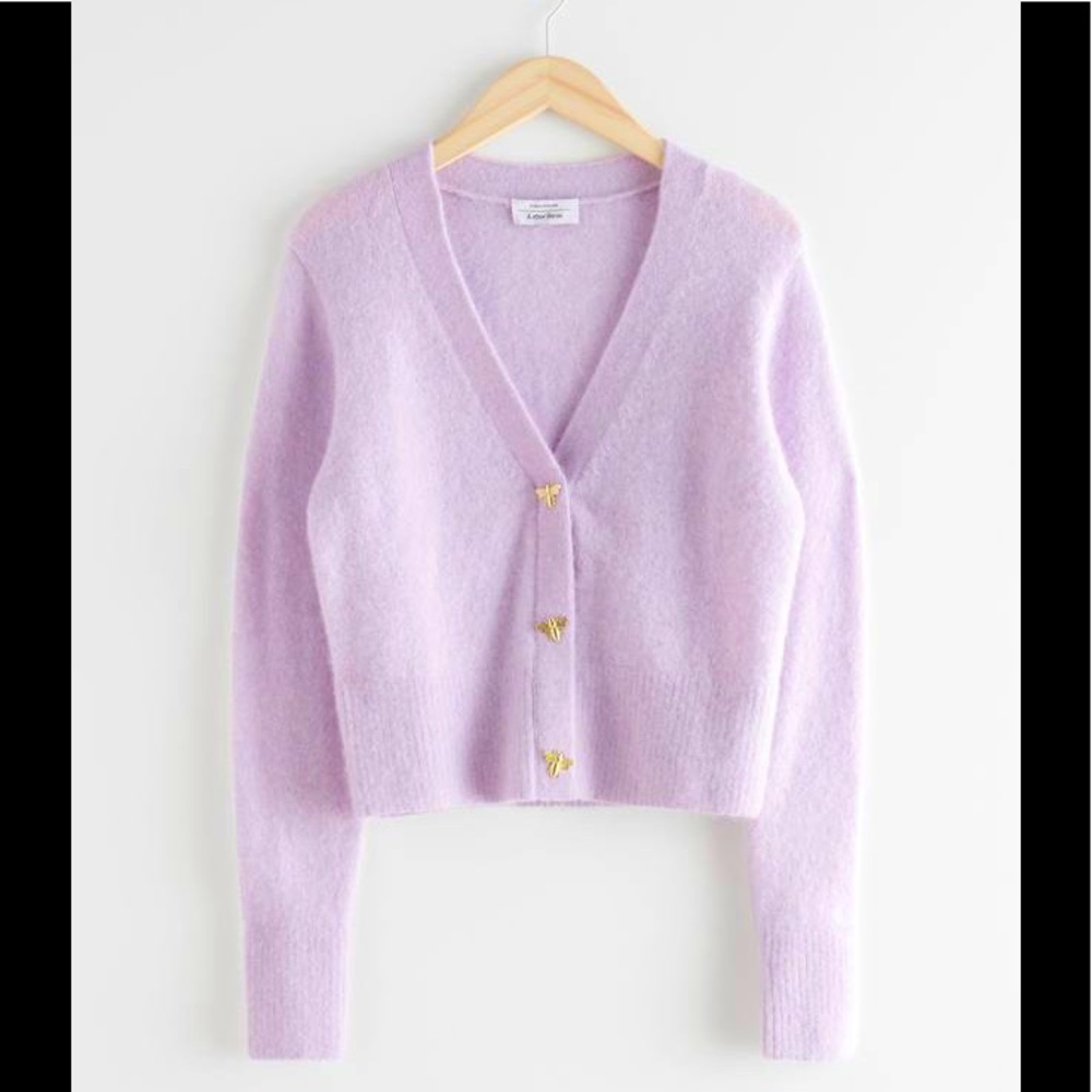 Other Stories bee button cardigan in lilac